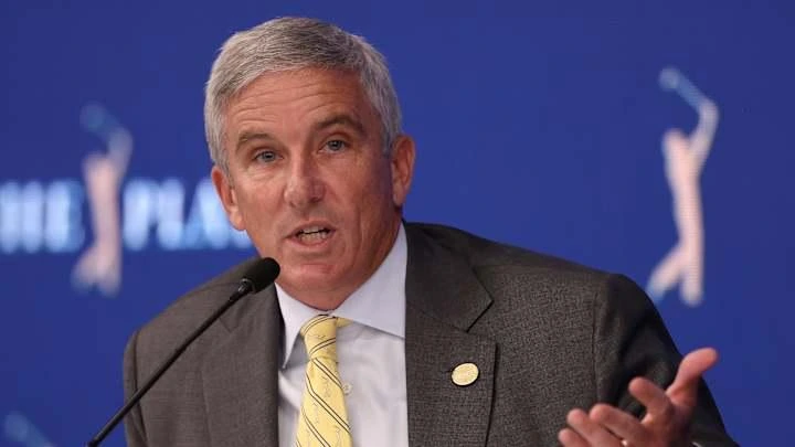 PGA executives speak with media during championship week press conferences.